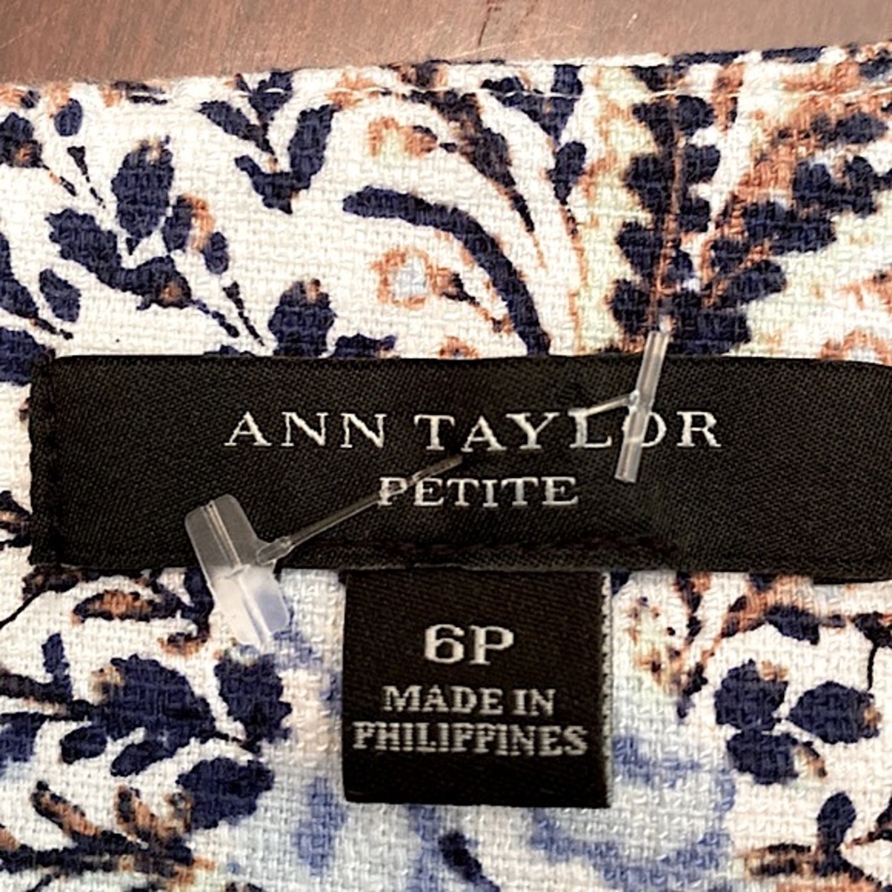 Ann Taylor Petite Blue Cream Floral Leaf Paisley Print 6P Cottagecore Mini Skirt - Picture 9 of 11